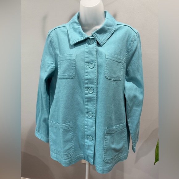 Apple Seeds Aqua Blue Button Front Jacket Women's Size PL - Picture 5 of 12